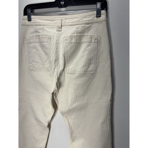 Anthropologie Women’s Carpenter Herringbone Cream Pants High Rise Sz Petite 27 - Picture 10 of 13